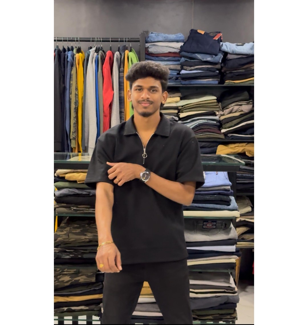 COTTON KOREAN ZIPPER T-SHIRT