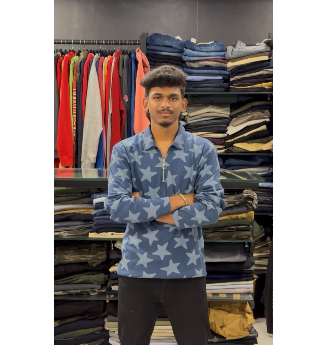 KOREAN ZIPPER F/S T-SHIRT FOR MEN'S