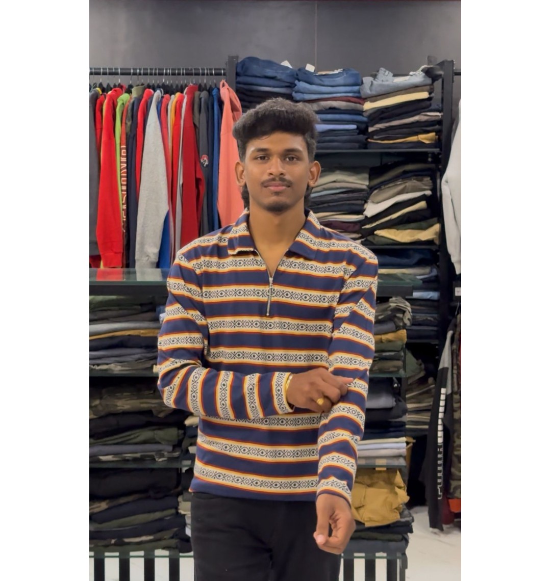 KOREAN ZIPPER F/S T-SHIRT FOR MEN'S