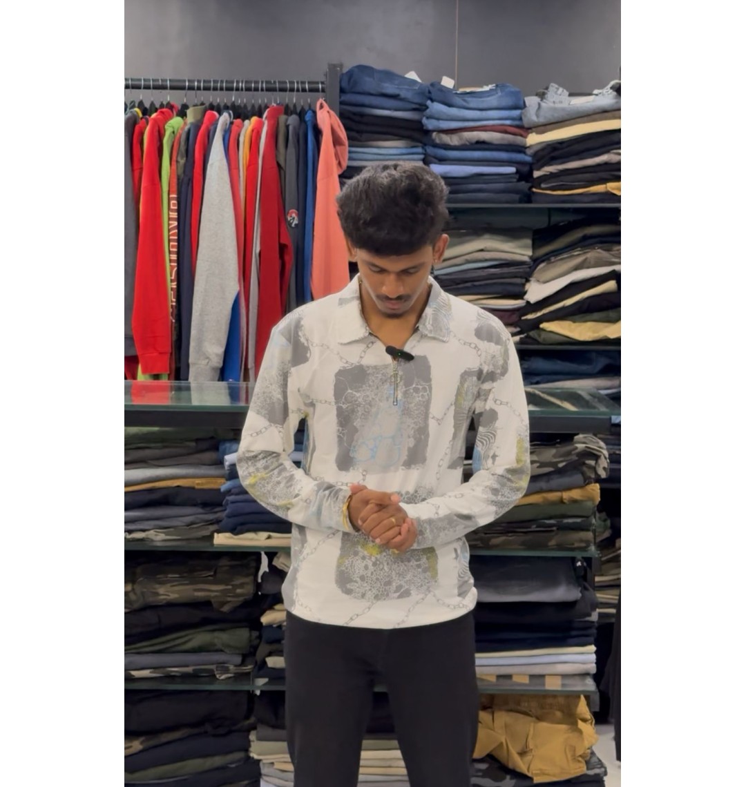 KOREAN ZIPPER F/S T-SHIRT FOR MEN'S