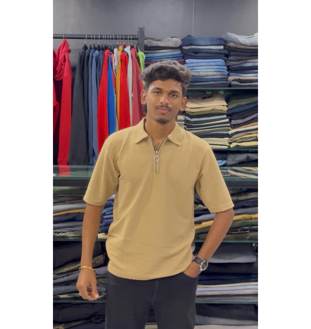 KOREAN ZIPPER T-SHIRT FOR MEN'S